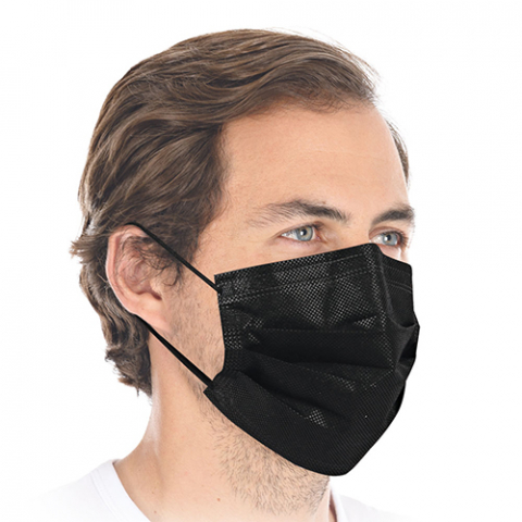 Mundschutzmaske, 3-lagig, schwarz