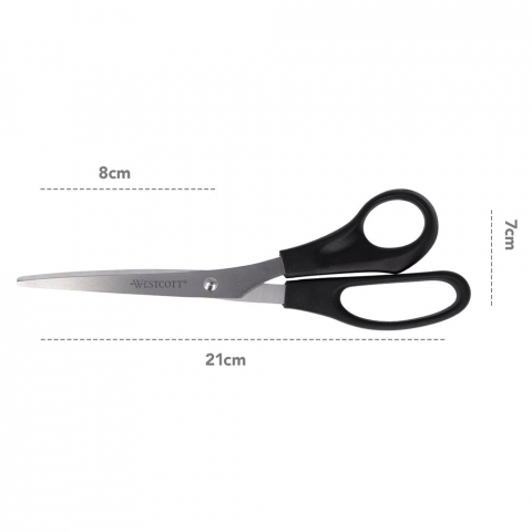 Westcott Büroschere, 20 cm – Präzise Schnitte mit rostfreien Stahlklingen und ergonomischen schwarzen Kunststoffgriffen.