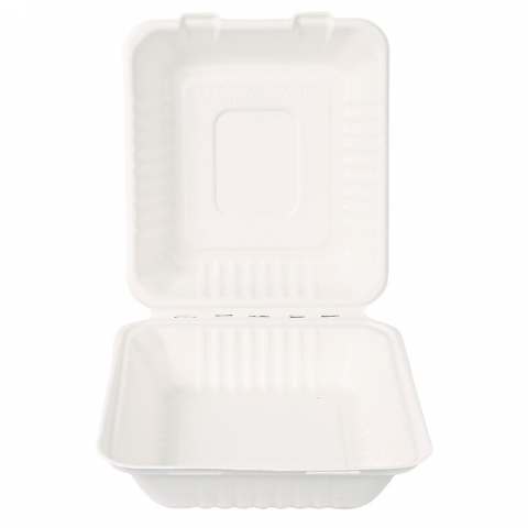 BIO Burgerbox mit Klappdeckel, Zuckerrohr, X-Large