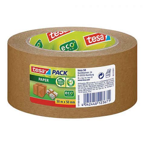 tesa pack® eco - Paketklebeband aus Papier, 50m x 50mm, braun