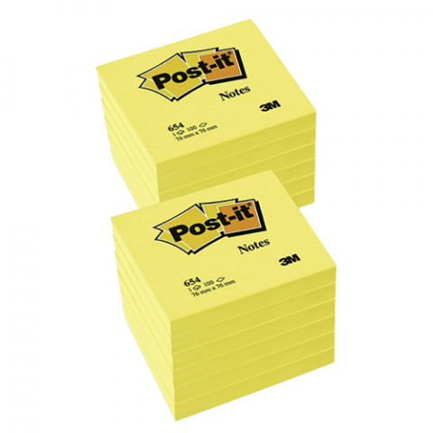 Post-it® Haftnotizen 654, 76x76mm, Sparpack