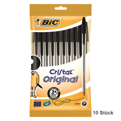 BiC Kugelschreiber - Cristal Medium, 0.4 mm, schwarz