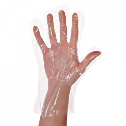 Transparente PE-Einweghandschuhe, 500 Stück pro Box – Großpackung für Lebensmittelverarbeitung, Reinigung und Tankstellen, auch bekannt als Dieselhandschuhe.