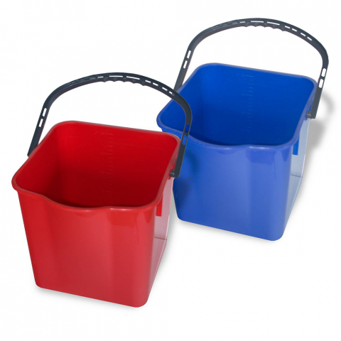TR Reinigungszubehör Eimer – 2 x 25 Liter, rot & blau, mit Skala und ergonomischem Henkel – Thomas RISS Hygiene