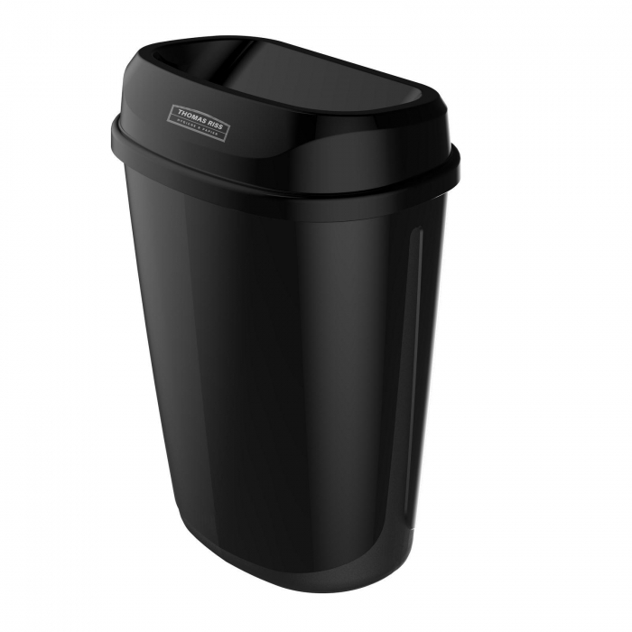 Schwarzer Mülleimer TR Premium Pure Black mit 32 Litern und Wandhalterung